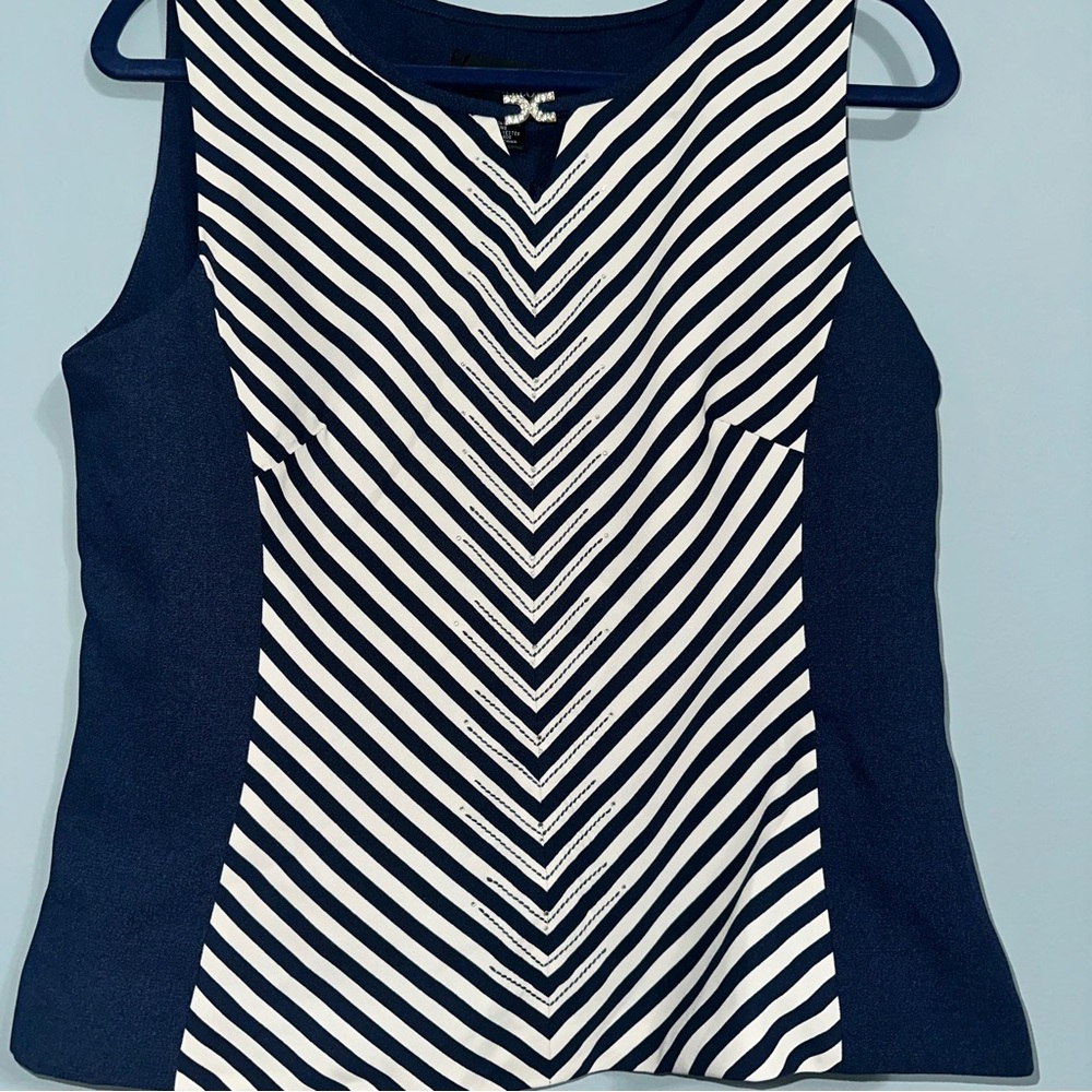 🦋 Jennifer Lloyd Stripe Blouse with Crystals 12 Back Zipper